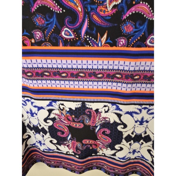 Adrianna Papell Dress Women S Purple Pink Black Print Shift Crochet Designer - Picture 14 of 16